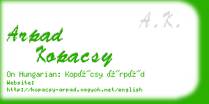 arpad kopacsy business card